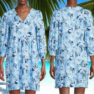 NWOT Lilly Pulitzer Cass Floral Cotton Floral Dress Resort Vacation Coastal S
